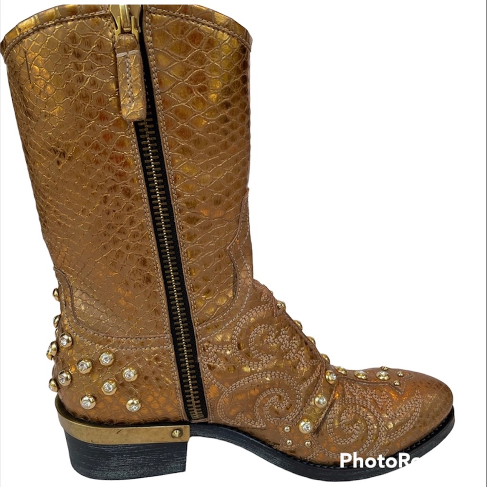 BALDAN embellished gold boots, 38, never worn - Picture 4 of 12